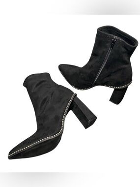 Bar III Black Heeled Boots with Studded Trim Sz-8.5